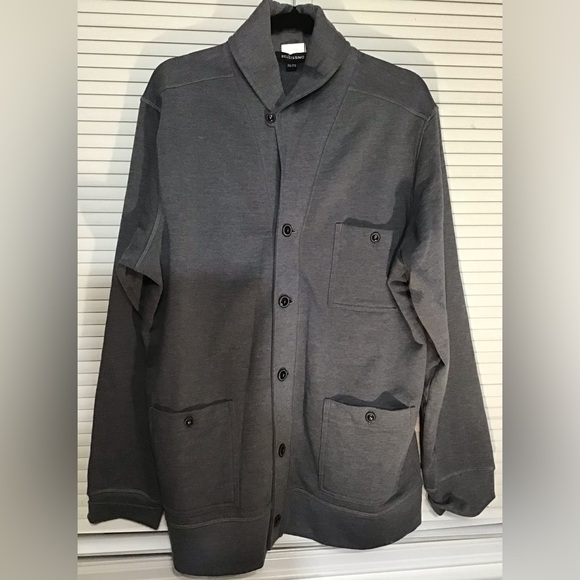 Bellissimo Shawl Collar Button Cardigan Shacket Reinforced Elbows/60% cotton - Picture 2 of 6